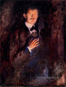 portrait Tableau Peinture - auto   portrait avec cigarette allumée 1895 Edvard Munch